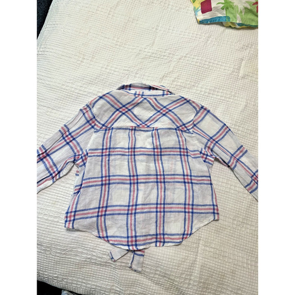 Rails for Girls Button Up Linen Top Size 10 Valerie Rasberry Azure White - Picture 3 of 9